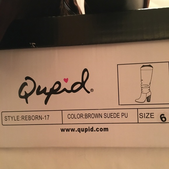 Qupid Brown Suede Knee High Boots W/cuff. New/box - Picture 2 of 11